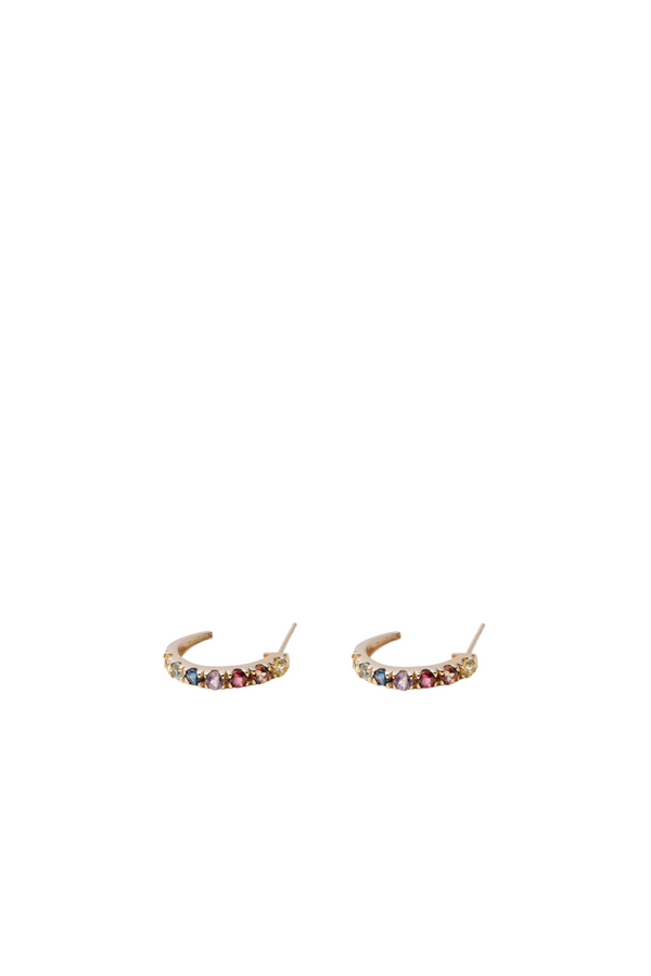 Rainbow Sapphire Hoop Earrings